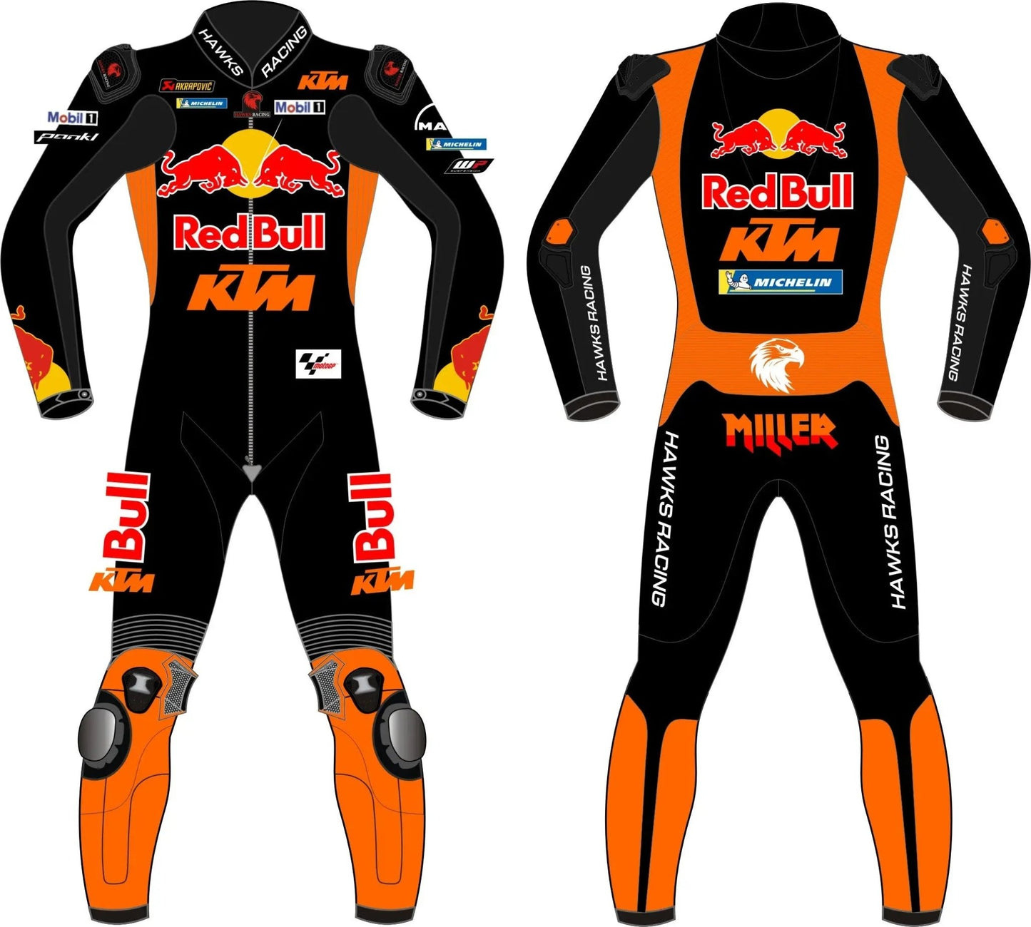 Jack Miller Red Bull KTM 2024 Race Suit – Custom Leather Motorcycle Racing Suit - Hawks Gadgets