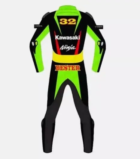Kawasaki Unisex BIKER suit on motorcycle MOTO GP MOTORCYCLE MOTORBIKE COWHIDE LEATHER RACING CE - RATED SUIT Men & Women - Hawks Gadgets