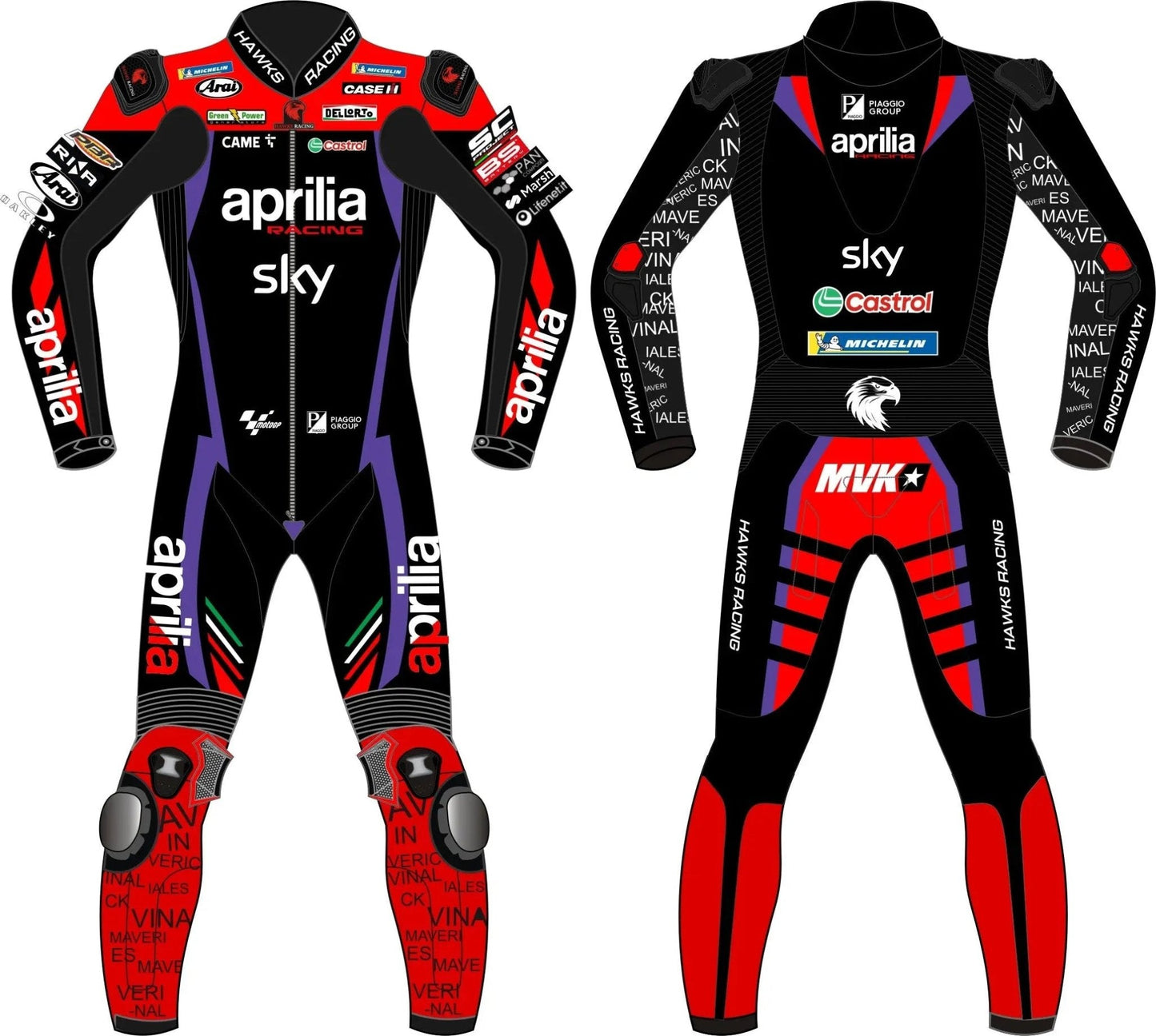 Maverick Viñales MotoGP 2024 Aprilia Race Suit – Custom Leather Motorcycle Racing Suit - Hawks Gadgets