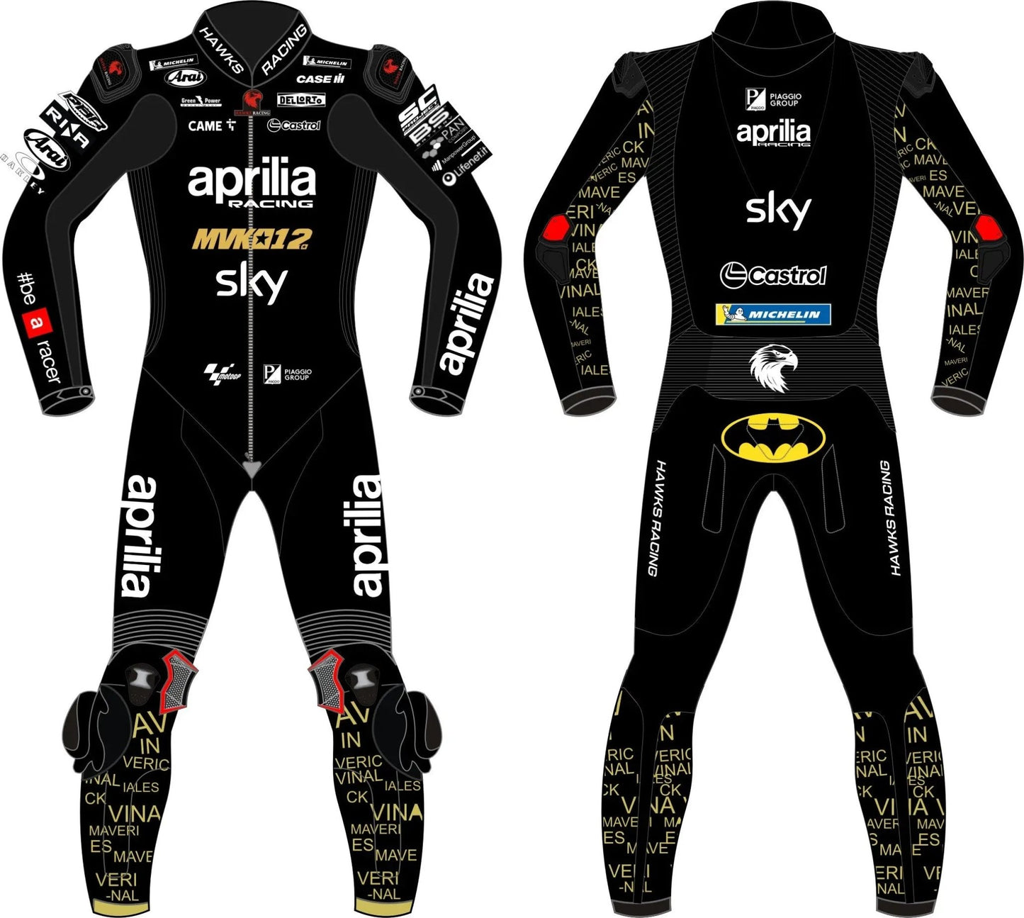 Maverick Viñales Winter Test 2024 Aprilia Race Suit – Custom Leather Motorcycle Suit - Hawks Gadgets