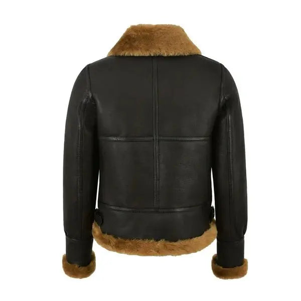 New Best Sheepskin Womens RAF B3 Flying Aviator Bomber Style Shearling Leather Jacket - Hawks Gadgets