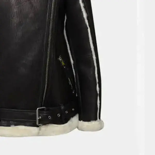 Women’s Black Lambskin Oversized Shearling Real Leather Biker Jackets - Hawks Gadgets