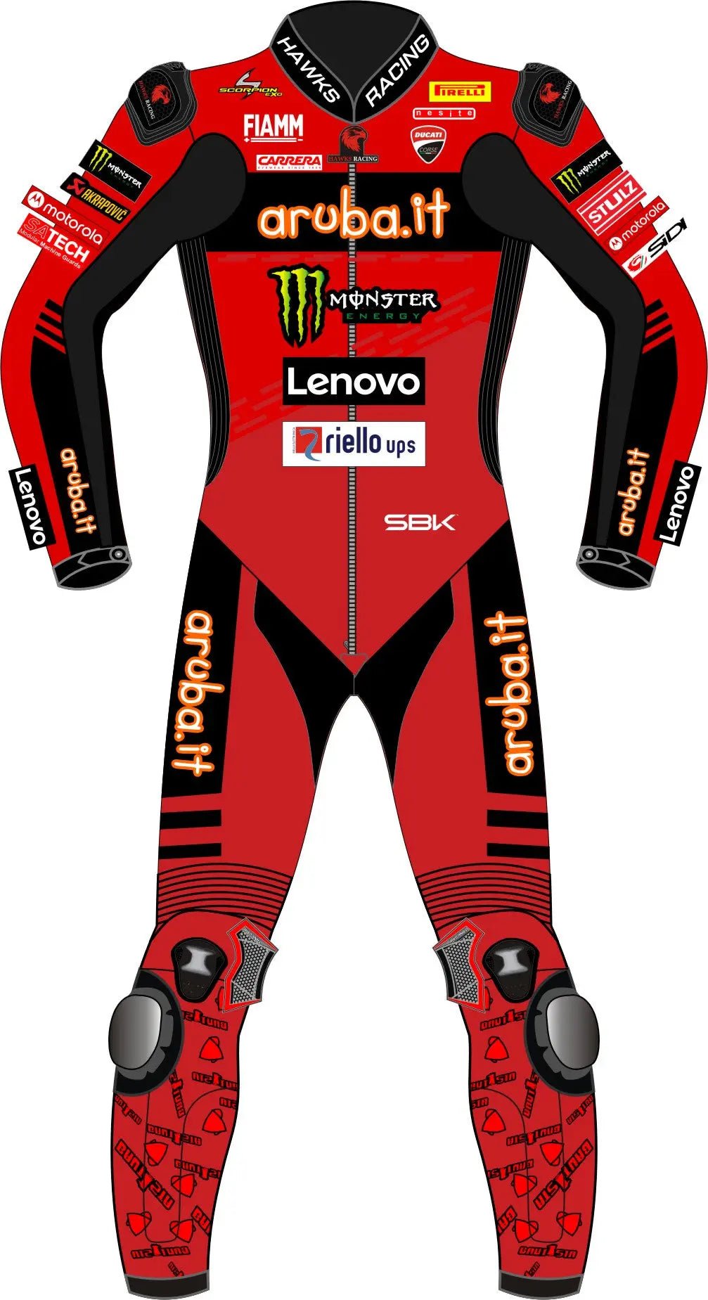 Alvaro Bautista Aruba.it Ducati SBK 2024 Race Suit – Custom Leather Motorcycle Suit - Hawks Gadgets