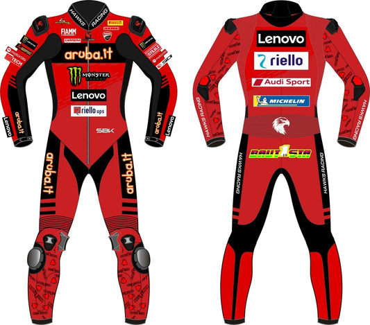 Alvaro Bautista Aruba.it Ducati SBK 2024 Race Suit – Custom Leather Motorcycle Suit - Hawks Gadgets