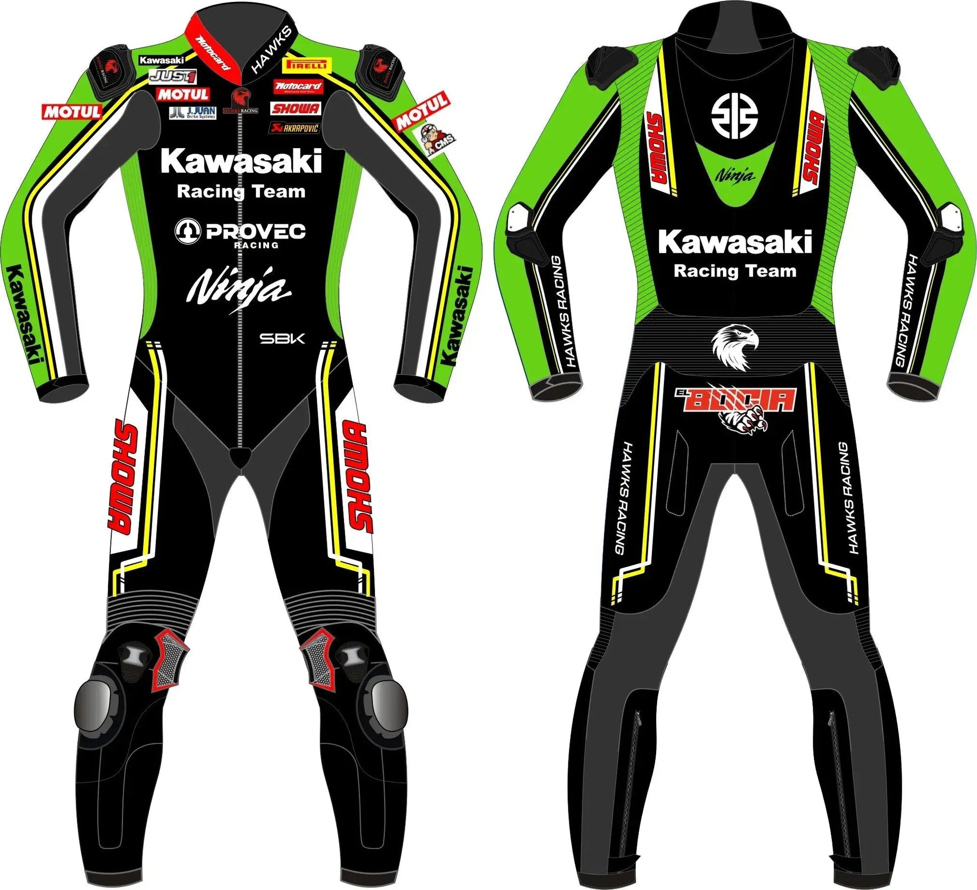 Axel Bassani WSBK 2024 Kawasaki Racing Suit – Custom Leather Motorcycle Race Suit - Hawks Gadgets