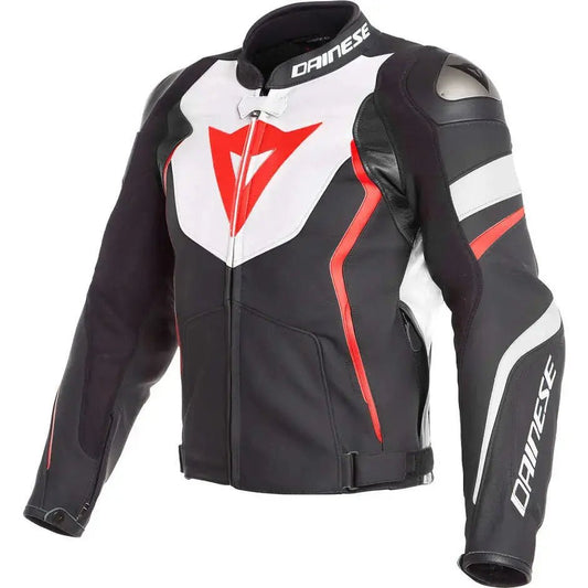 Dainese AVRO 4 Leather Motorcycle Jacket – Black/White/Red REPLICA - Hawks Gadgets