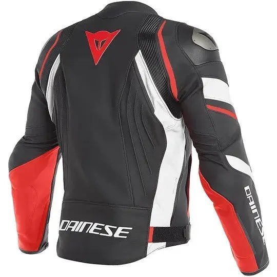 Dainese AVRO 4 Leather Motorcycle Jacket – Black/White/Red REPLICA - Hawks Gadgets