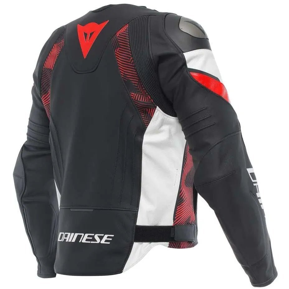 Dainese REPLICA AVRO 5 Leather Motorcycle Jacket – Black/Lava Red/White - Hawks Gadgets