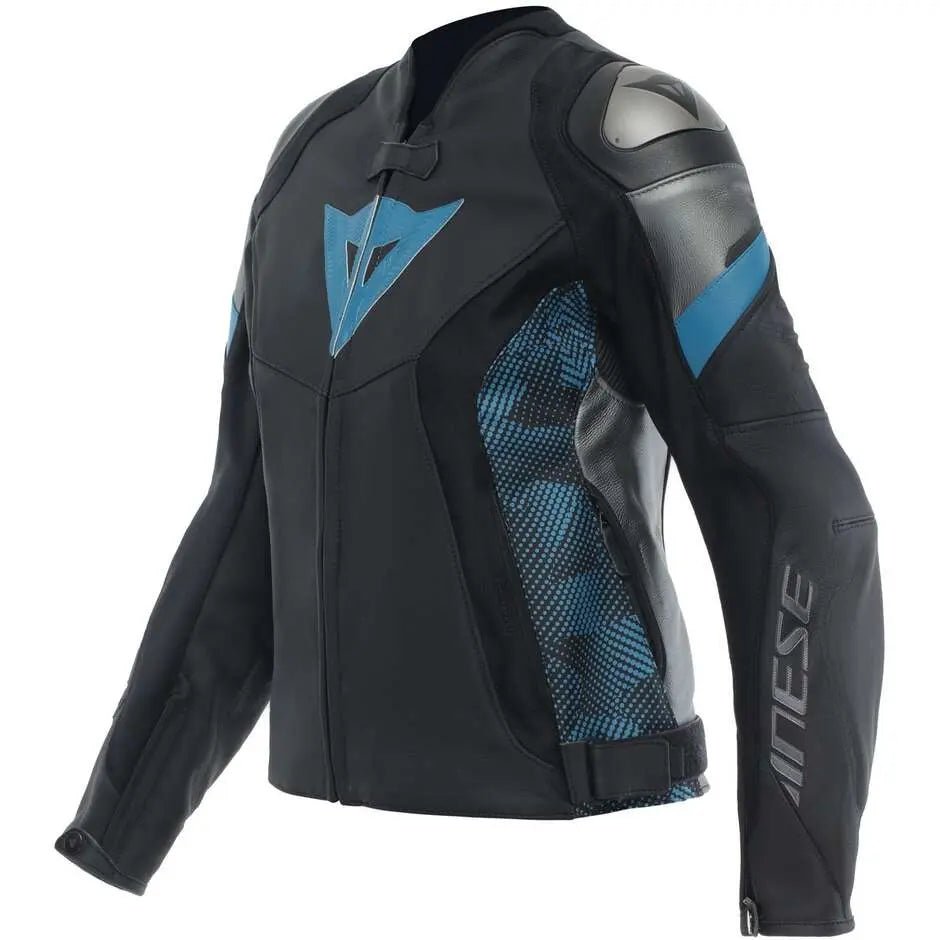 Dainese REPLICA AVRO 5 Women’s Leather Riding Jacket – Black/Water Green/Anthracite - Hawks Gadgets