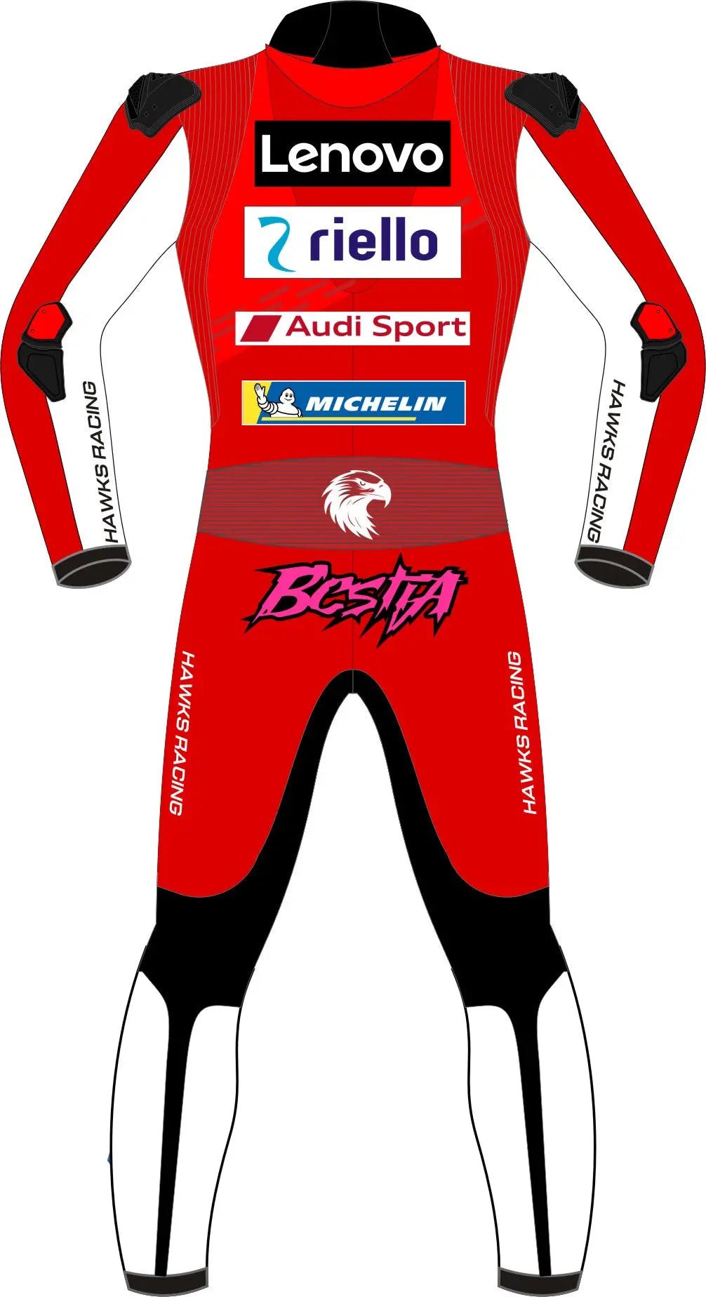 Enea Bastianini Ducati Lenovo 2024 Race Suit – Custom Leather Motorcycle Race Suit - Hawks Gadgets