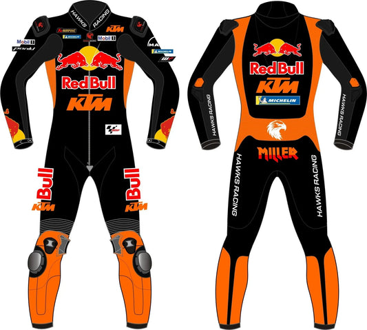 Jack Miller Red Bull KTM 2024 Race Suit – Custom Leather Motorcycle Racing Suit - Hawks Gadgets