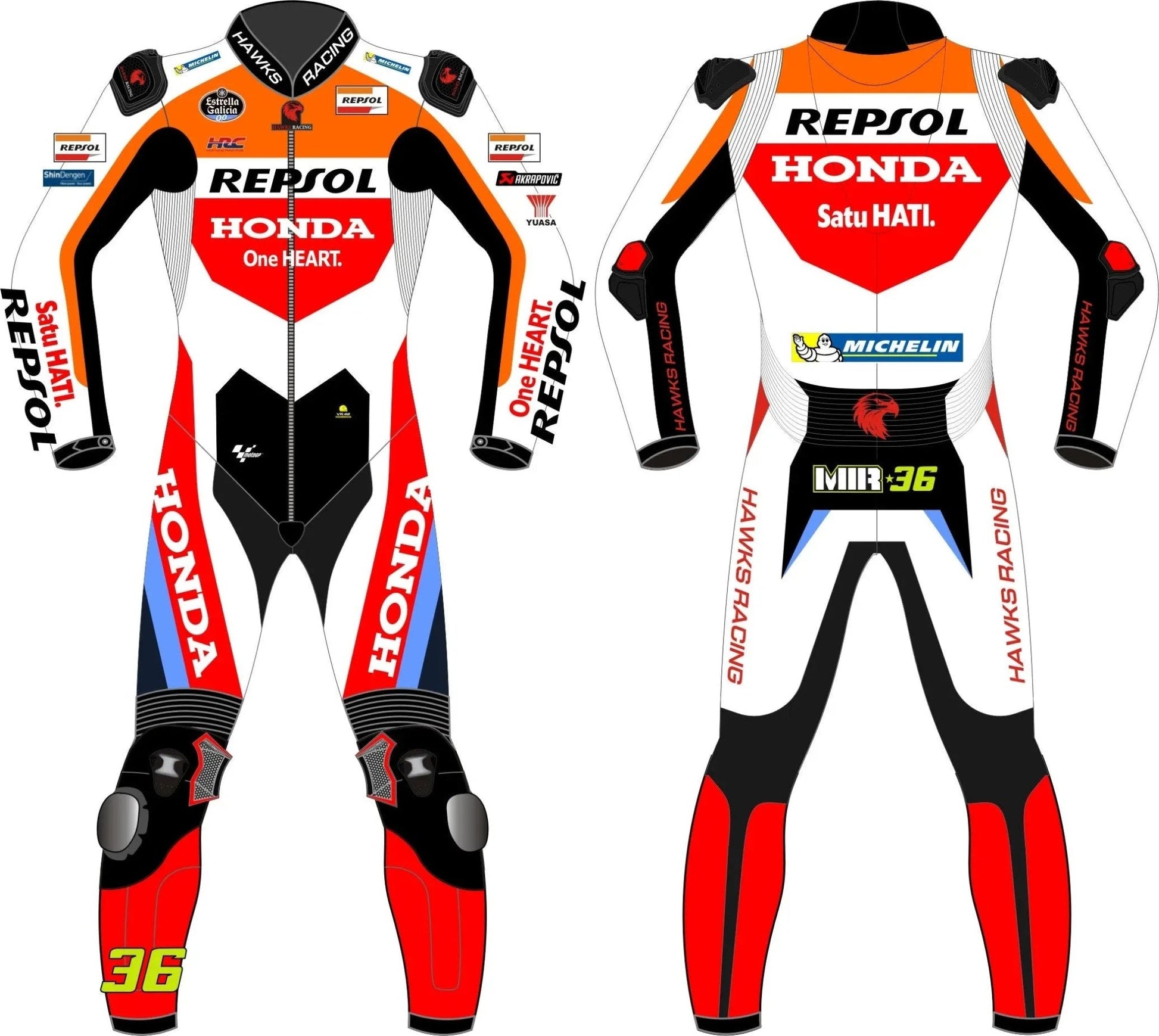 Joan Mir Repsol Honda MotoGP 2024 Race Suit – Custom Leather Motorcycle Suit - Hawks Gadgets