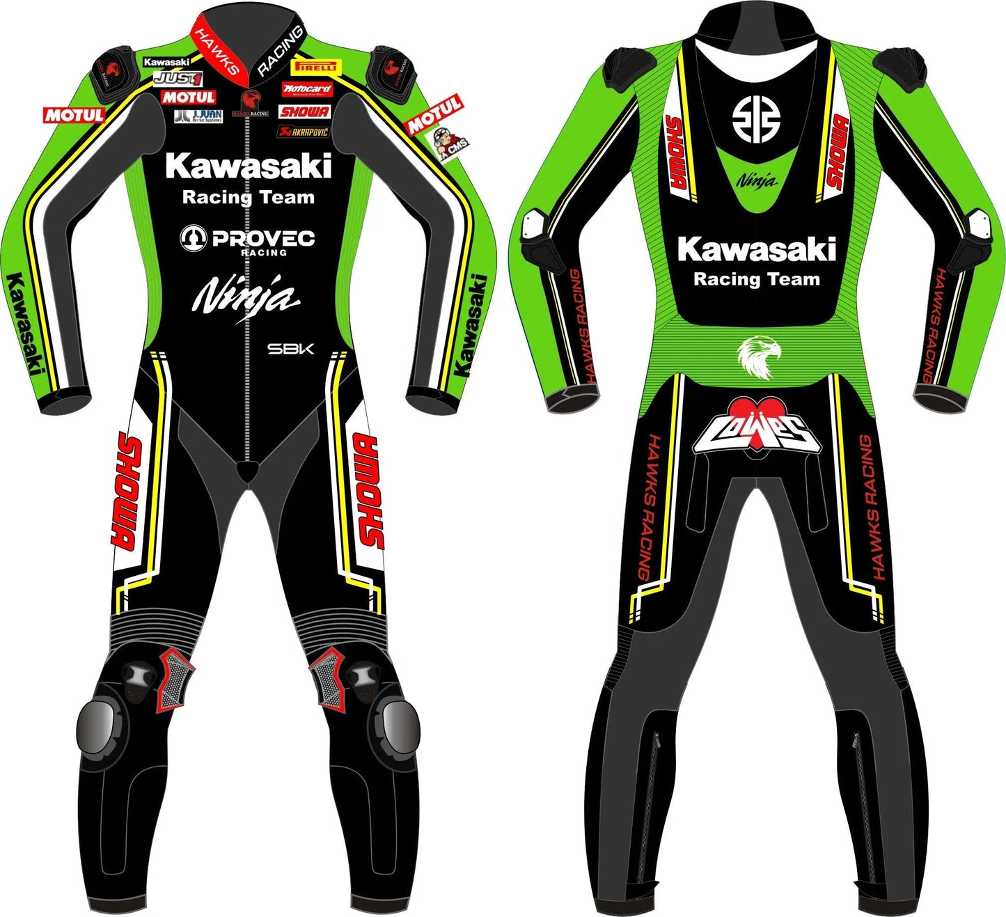 Kawasaki Racing Suit – Alex Lowes SBK 2023 Race Suit | Custom Motorcycle Leather Suit - Hawks Gadgets