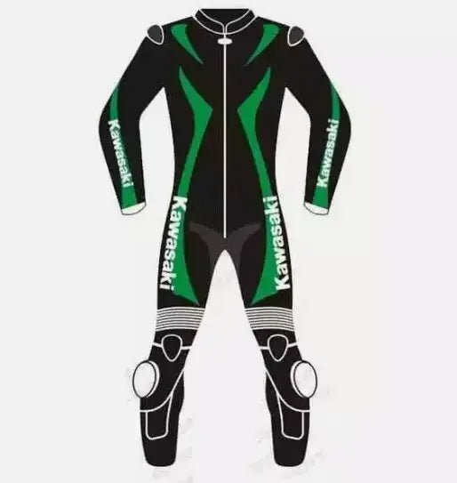Kawasaki Racing Suit Unisex BIKER MOTO GP MOTORCYCLE MOTORBIKE COWHIDE LEATHER RACING CE - RATED SUIT Men & Women - Hawks Gadgets