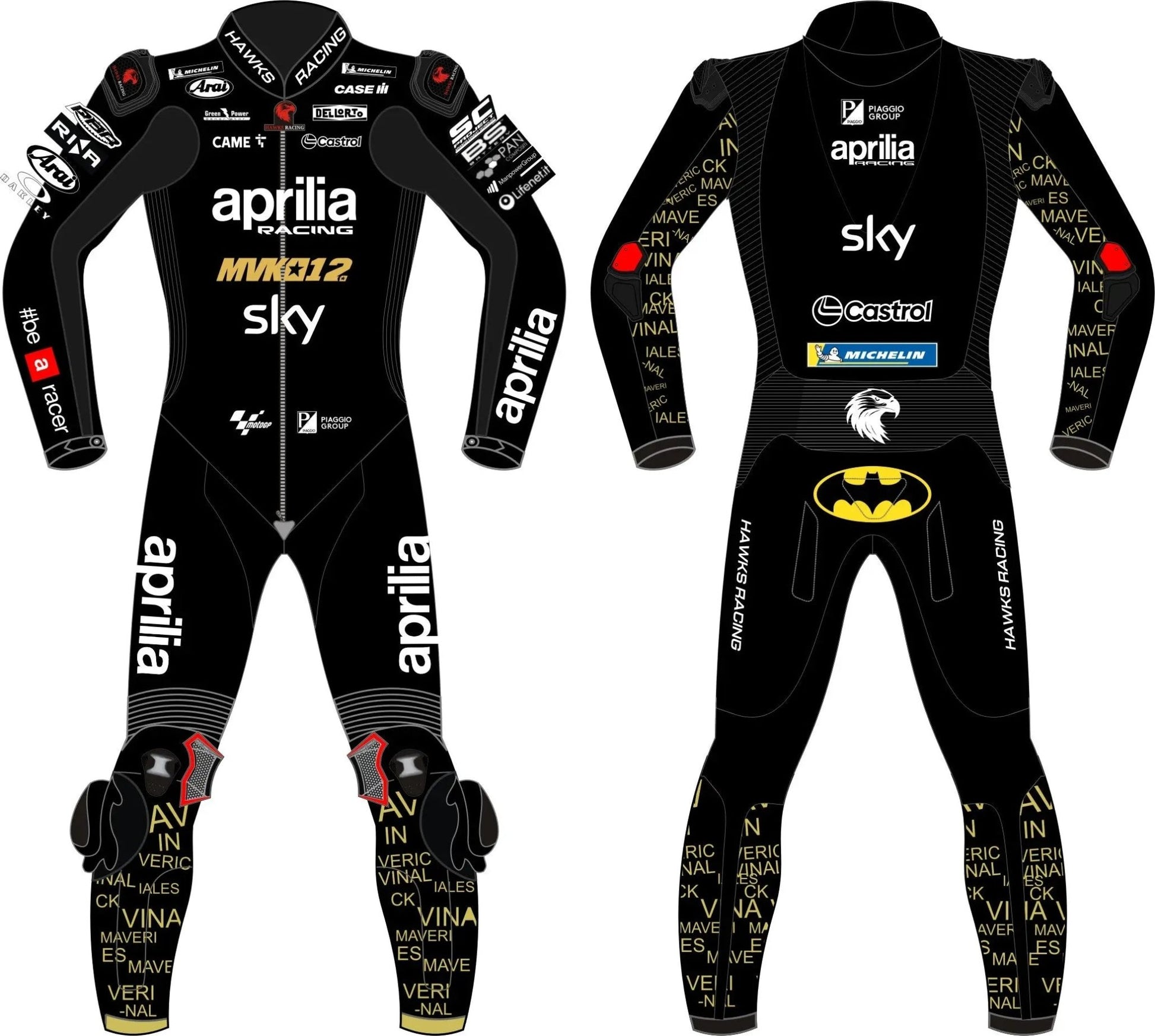 Maverick Viñales Winter Test 2024 Aprilia Race Suit – Custom Leather Motorcycle Suit - Hawks Gadgets