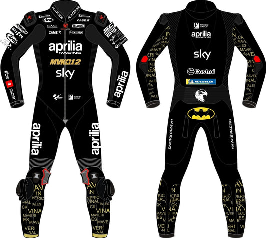 Maverick Viñales Winter Test 2024 Aprilia Race Suit – Custom Leather Motorcycle Suit - Hawks Gadgets
