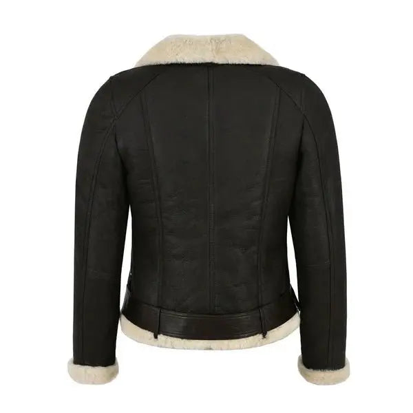 New Best Sheepskin Shearling Genuine Faux Fur Biker Leather jacket For Women - Hawks Gadgets