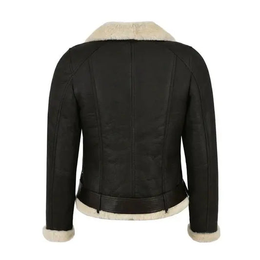 New Best Sheepskin Shearling Genuine Faux Fur Biker Leather jacket For Women - Hawks Gadgets