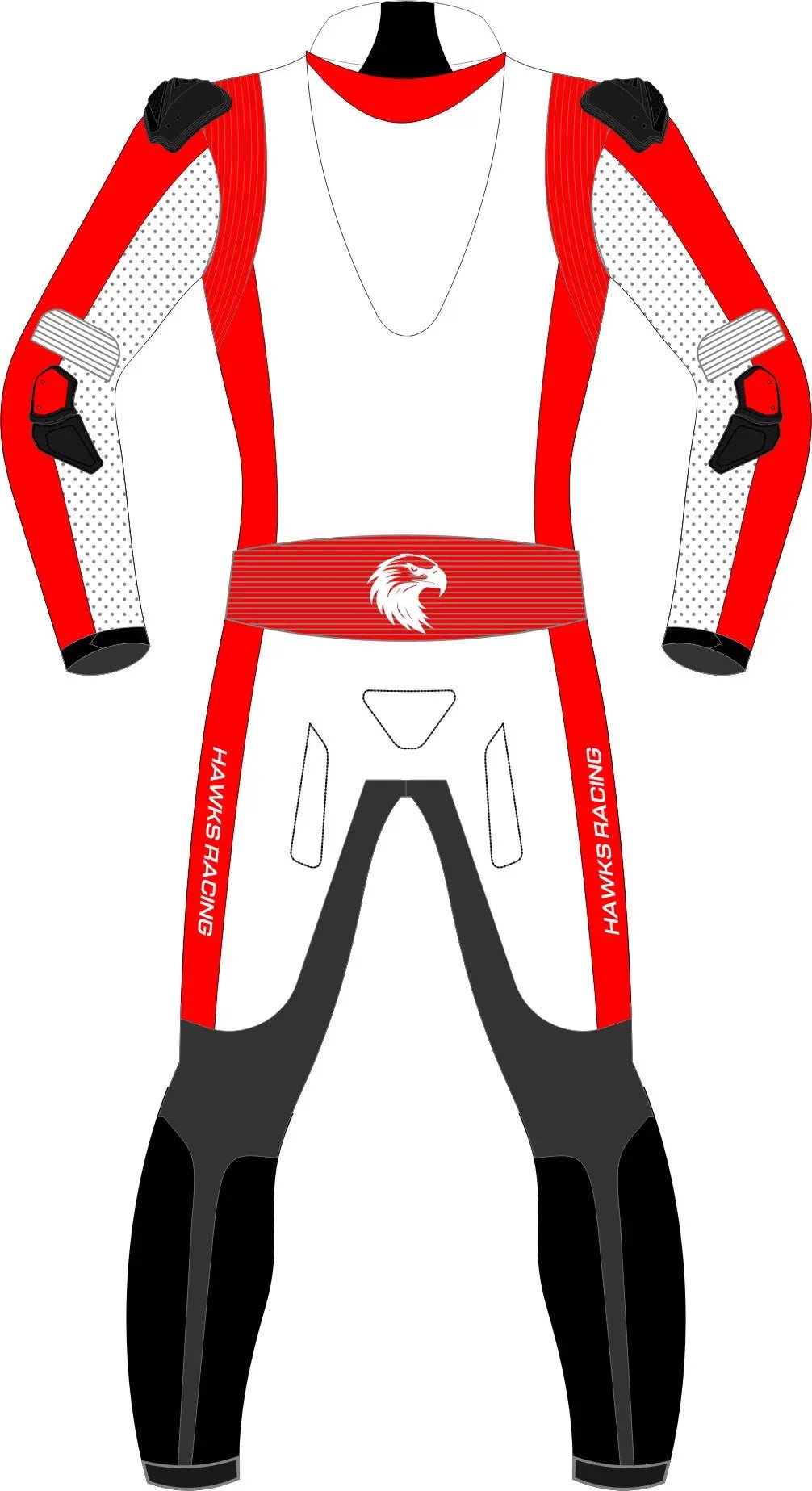 Red and White Motorcycle Track Suits – Leather One & Two - Piece Riding Suits for All Riders - Hawks Gadgets