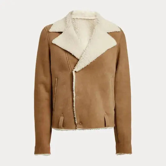 Women’s Best Sheepskin Beige Cropped 100% Shearling Leather Jackets - Hawks Gadgets
